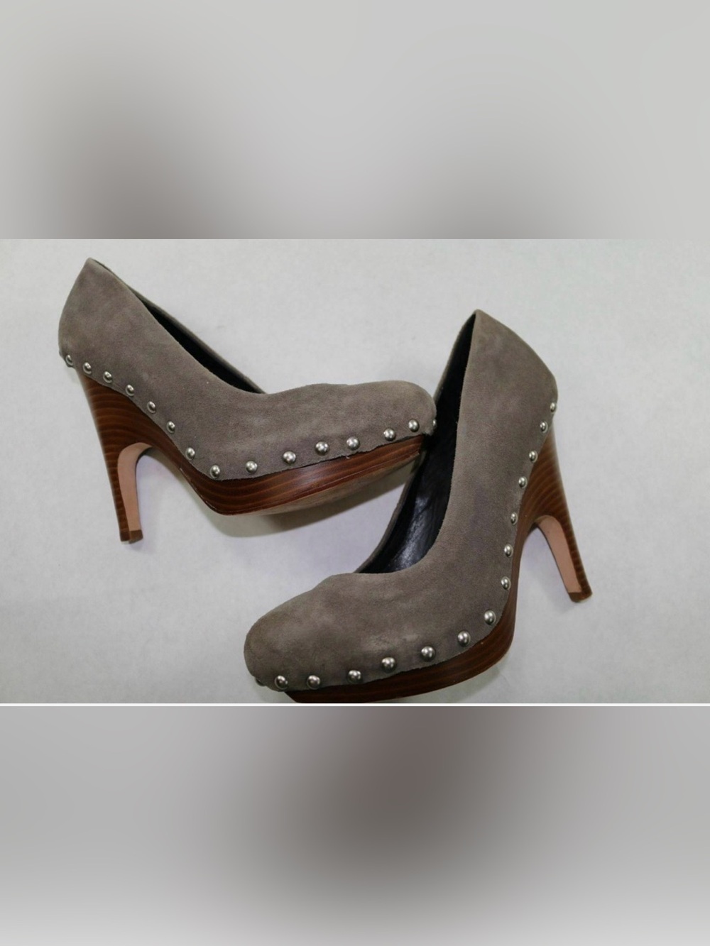 Dolce Vita Gray Suede Studded Platform Pumps